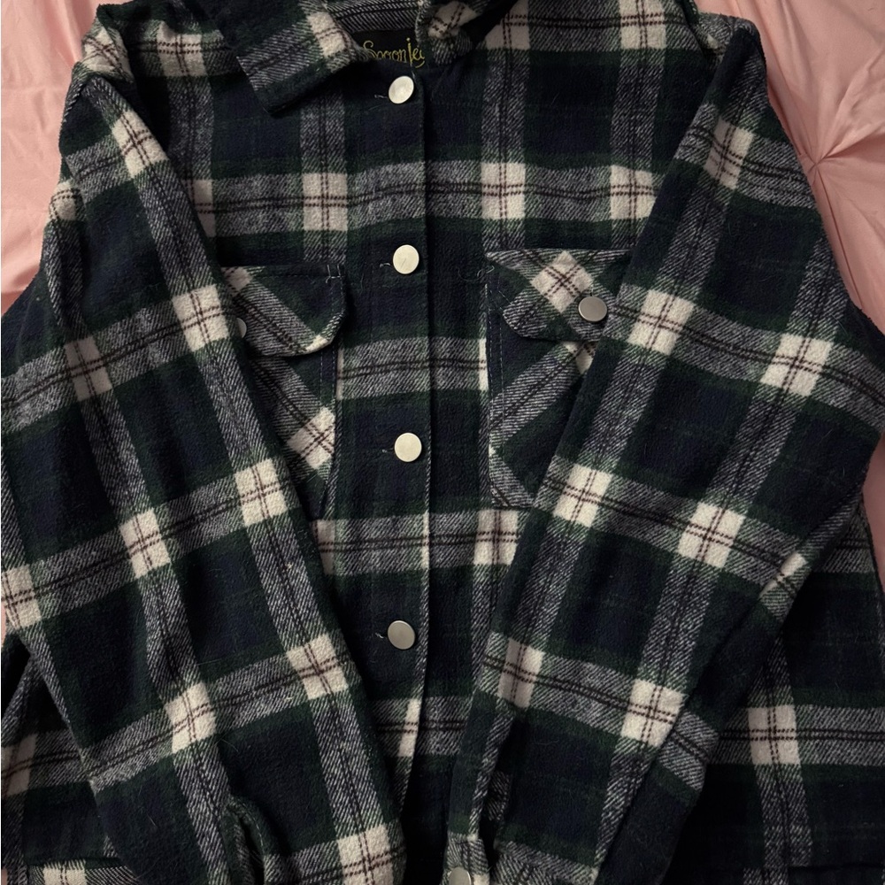 Green Plaid Utility Jacket